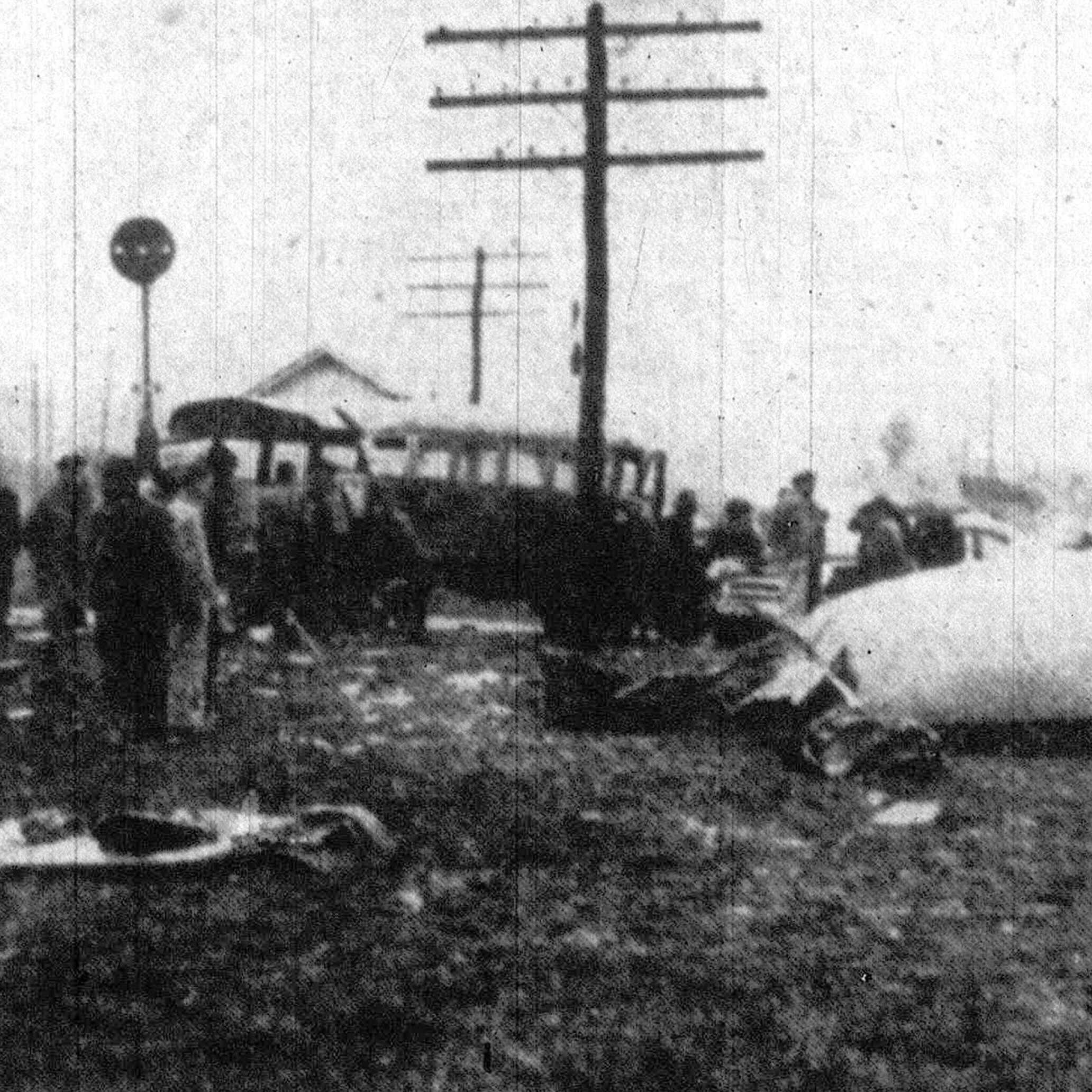 Photograph published in The Farmville Herald of the bus accident