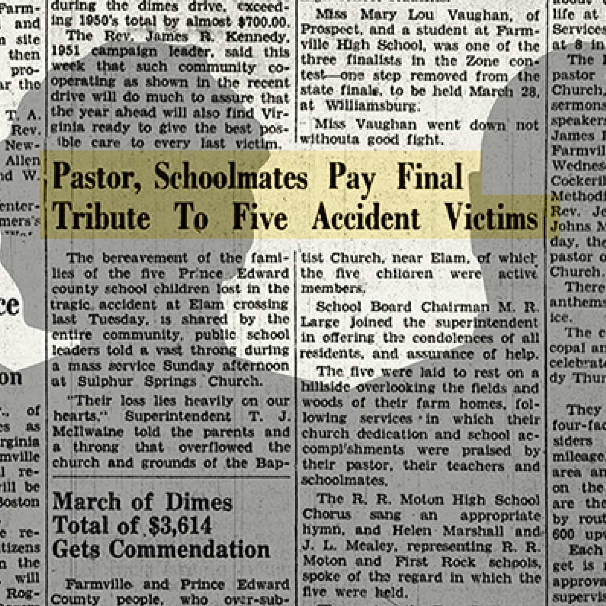 Illustration of newspaper reporting the Tragedy at Elam Crossing