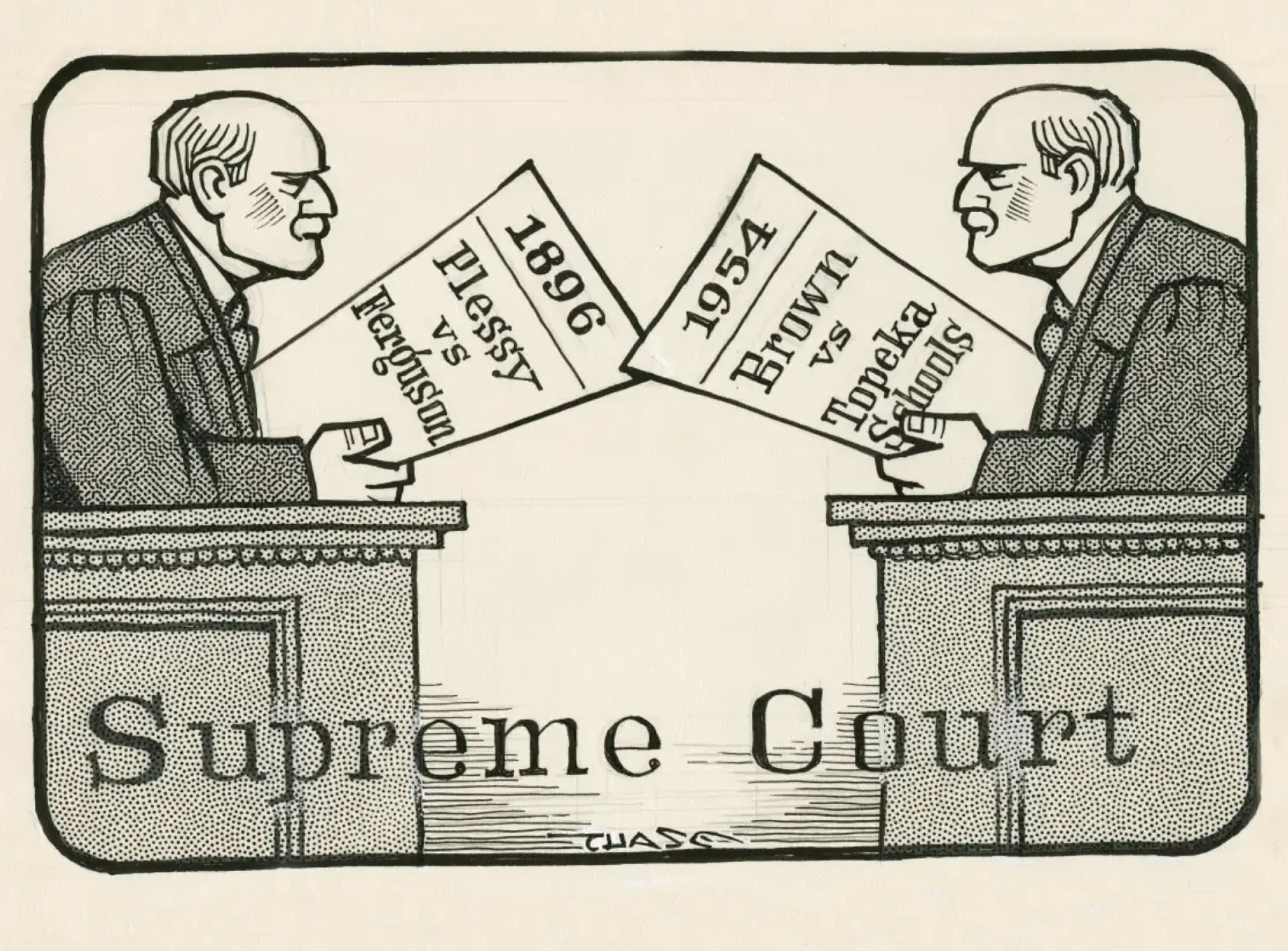Overriding the 1896 Plessy v. Ferguson case legalizing segregation