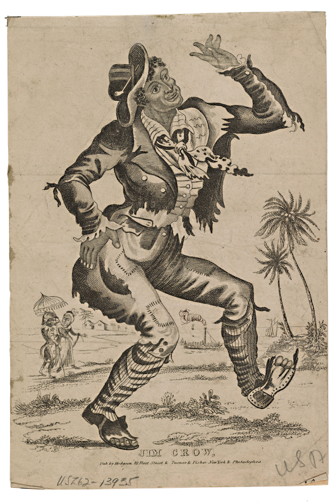 Minstrel caricature of a Black man, circa 1840